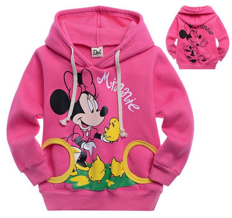 Free-shipping Newest cute design baby girl's hooded t-shirts girl's minnie mouse pattern autumn/winter thick wear hoodies