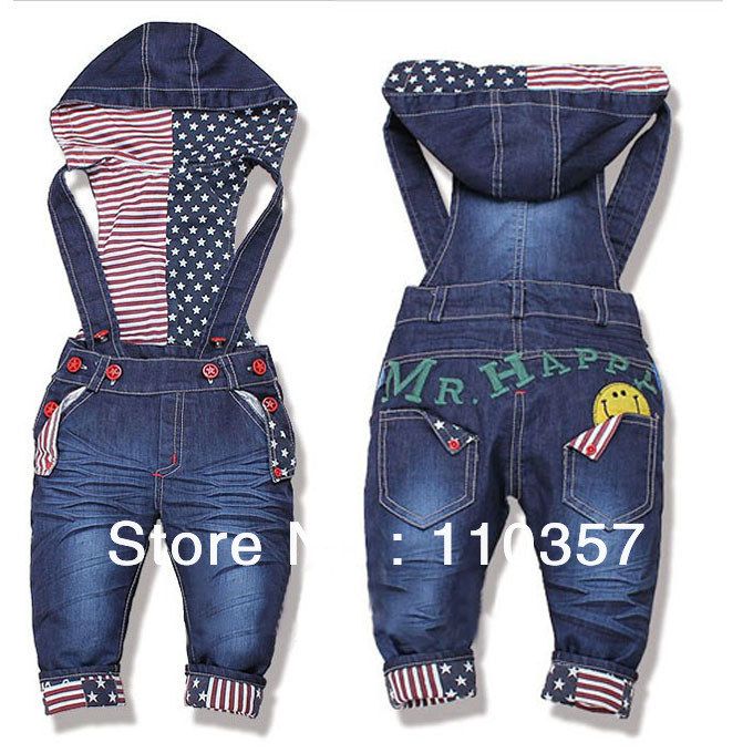 free shipping Newest Design!! Baby Boys/Girls Overall Jeans Long Trousers Fashion Kids pants High quality baby wear 5cs/lot