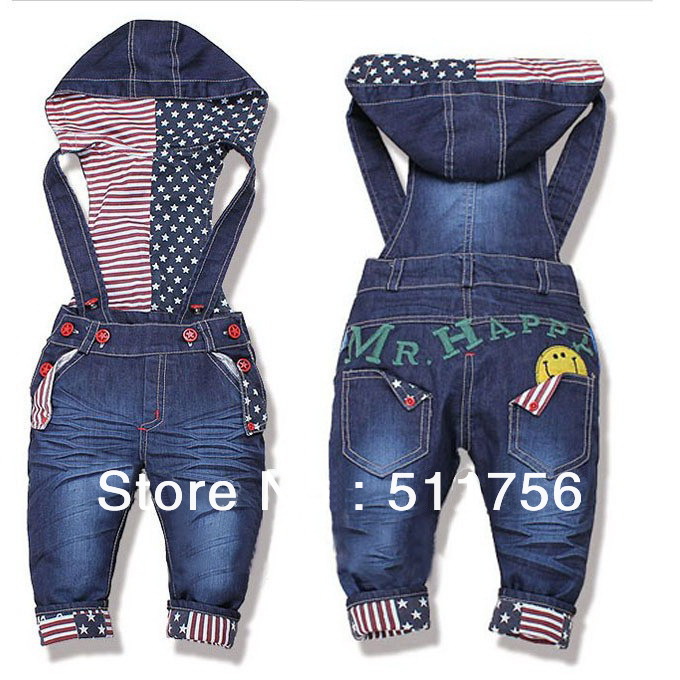 free shipping Newest Design!! Baby Boys/Girls Overall Jeans Long Trousers Fashion Kids pants High quality baby wear 5cs/lot