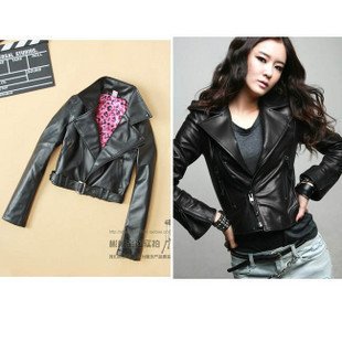 Free Shipping NEWEST Europe Style Women's Motorcycle PU Leather ,Lady's Fashion Rivet Jacket ED-081