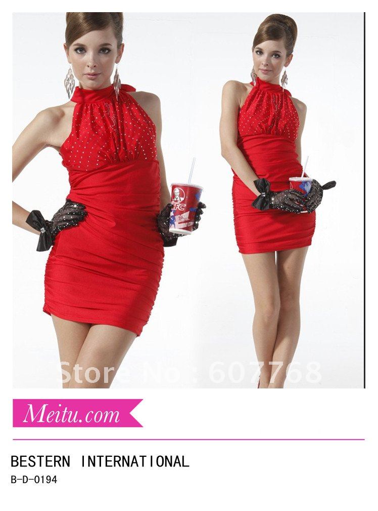 Free Shipping Newest Fashionable chiffon lSpaghetti Strap sheath sexy & Club V-neck  ball gown evening dress B-D-0194
