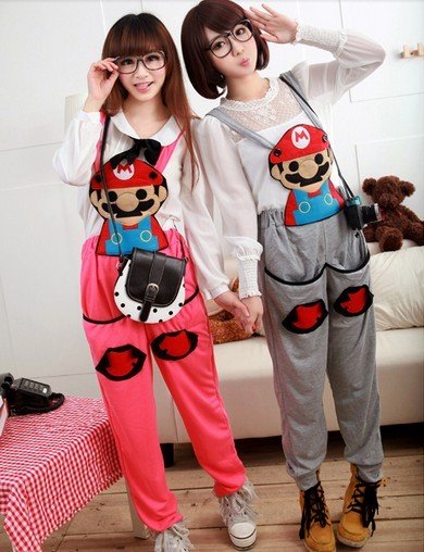 Free Shipping Newest Hot Selling Mario Rompers For Women(Black+Gray+Green+Yellow+Dark Pink+Average)120822#6