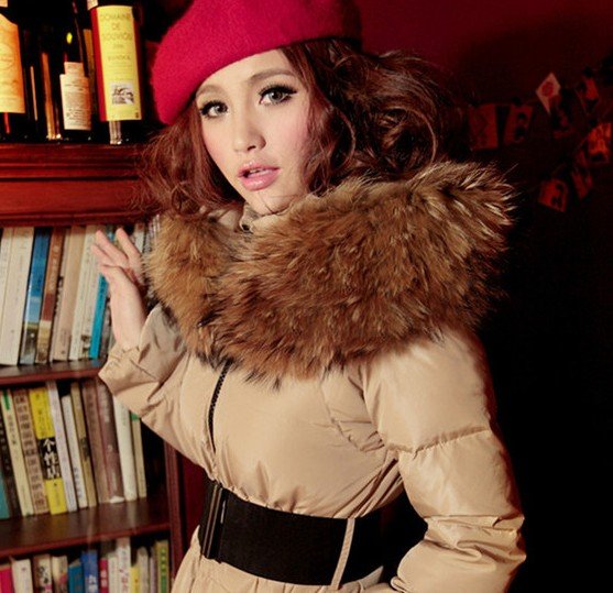 Free Shipping, Newest, Luxurious, oversized fur collar, Slim, thicken. Mid-long, women, genuine, tide, down jacket