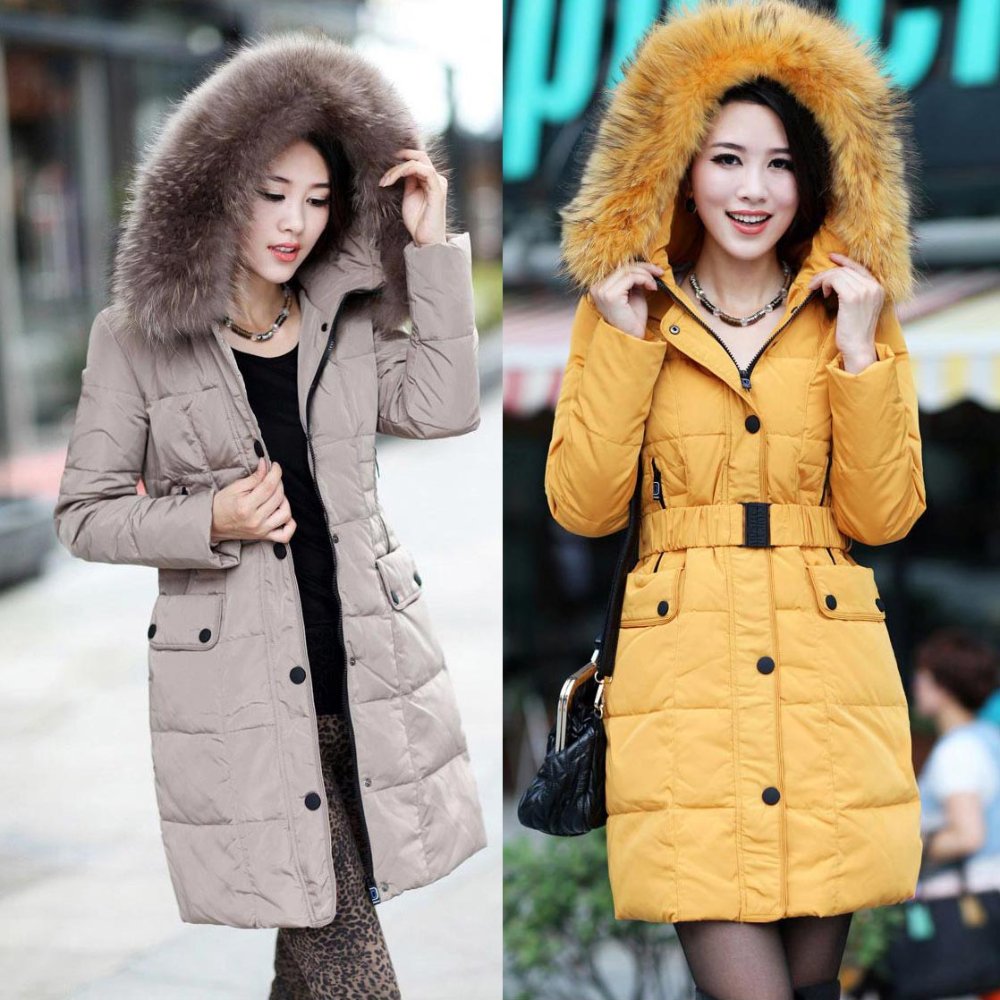 Free shipping, Newest, Winter,Ladies,  luxury, mink fur collar, down jacket, women's, Mid_long sections coat