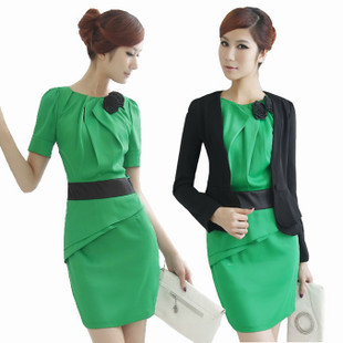 Free shipping , Newest Women 's Suit plus A skirt , Ol ladies ' Work Elegant Slim Autumn Spring Dresses , Wholesale F8