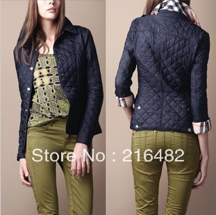 Free shipping Newly Style womens Leisure Slim Brand High Quality Cotton Plaid Coat&Wholesale and Retail