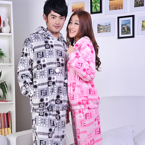 Free shipping! Newsluck coral fleece lovers coral fleece sleepwear set lounge letter pullover