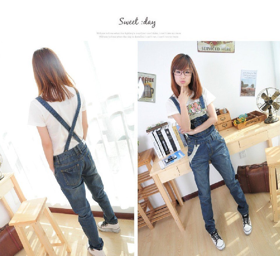 Free shipping Nice fasion Korea style trousers with braces
