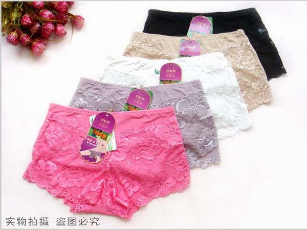 Free Shipping no trace of bamboo fiber underwear women lace sexy boxer underwear for women and transparent wholesale and retail