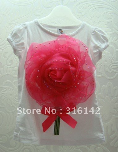 Free shipping Novelty cute and lovely b2w2 new baby short sleeve flower T-shirt 5pcs/lot A-32