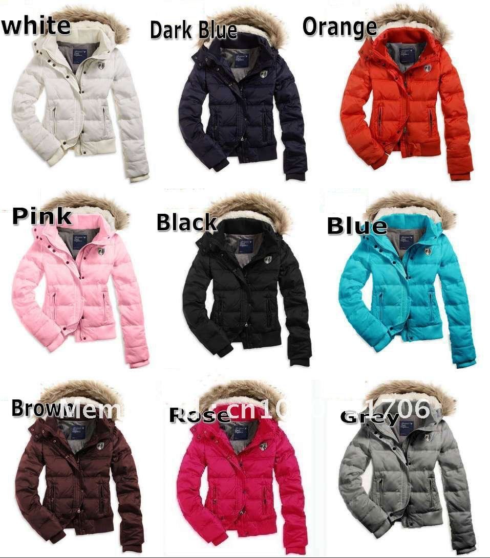 Free shipping Nwt Women's ladies' Coat down Jackets fur  hoodie Pink Blue Red White Black Gray Orange Brown SZ S M L