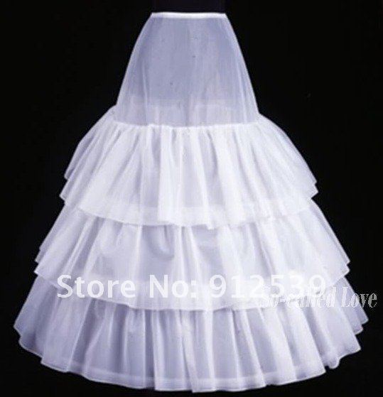Free shipping Nylon Half A-Line Full Gown 3 Tier Floor Length Slip Style Wedding Petticoats