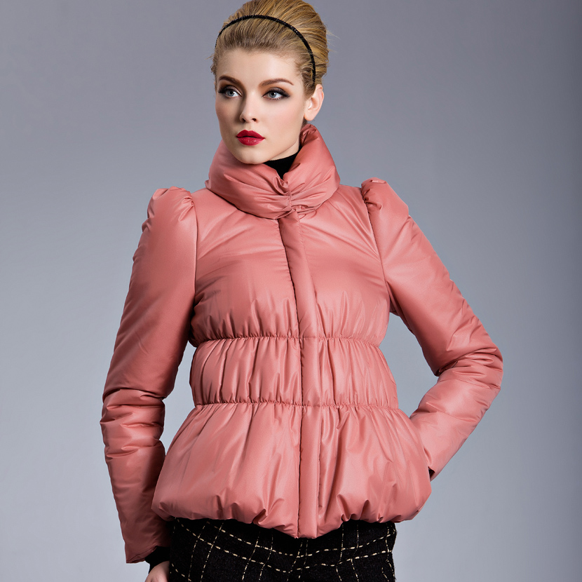 free shipping October legend 2012 pink OL outfit fashion ladies elegant slim short design cotton-padded jacket outerwear
