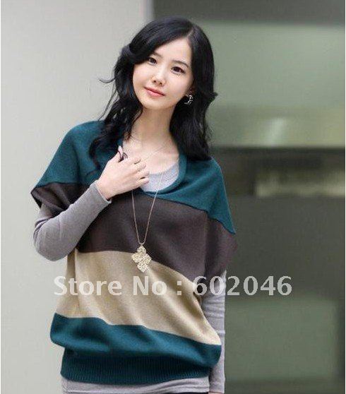 Free shipping of 2012 autumn winters han2 ban3 wide stripe sleeveless sweater fashion leisure female paragraph sweater