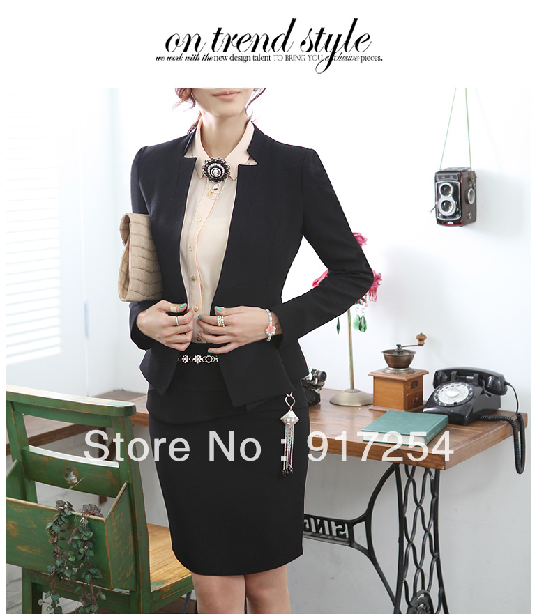 Free Shipping Office Lady Uniform Outfit Career Dress Suits ( Coat + Dress ) Professional Wear Women Fashion OL Uniform