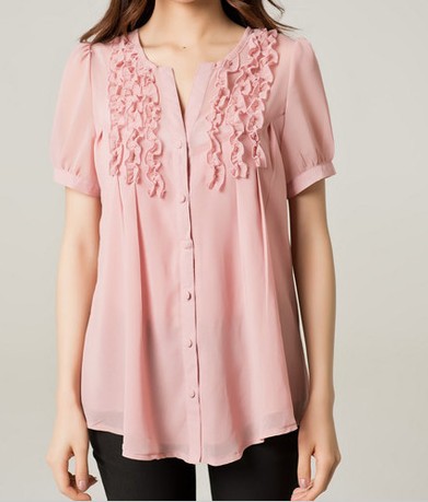 Free shipping OL outfit ruffle shirt slim fashion chiffon shirt plus size blouse XL 2XL 3XL 4XL