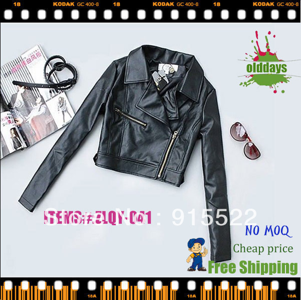 Free shipping Olddays 2013 ZLQY-041 new arrive Spring women leisure black PU leather long-sleeved coat jacket cheap for sale