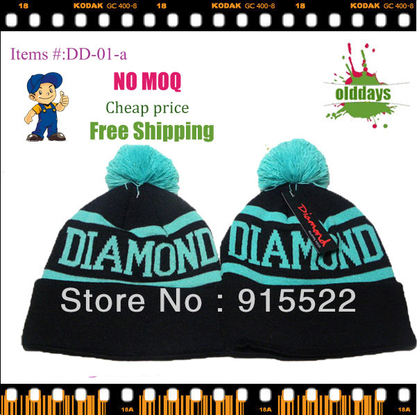 Free shipping Olddays DD-01-a/b Cool diamond beanie for men cotton cheap factory retail trade NO MOQ Three color available