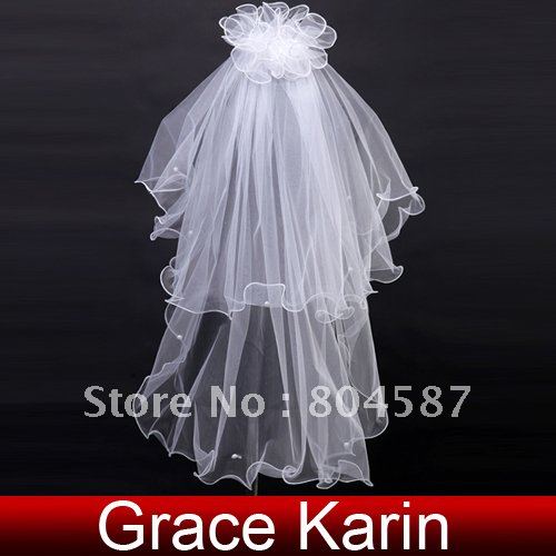 Free shipping On Sale Grace karin 2T Pencil Edge Cathedral Wedding Bridal Veils Beading Decro CL2637