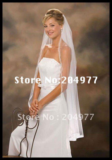 Free Shipping  One Layer With Ribbon Edge Bridal Wedding Veil AV-22