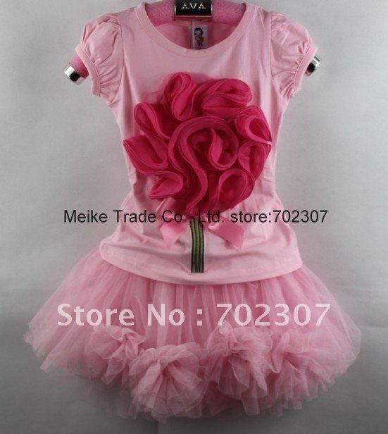 Free shipping  Original brand baby clothes kid's clothes   2pcs sets  baby  suits  5sets/lot8920 pink  shirt +pink skirt  C001