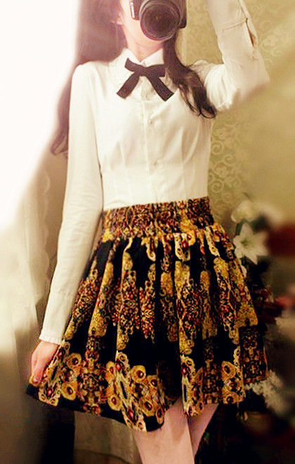 Free shipping Original design women's 2013 vintage all-match bow tie pleated delicate basic shirt