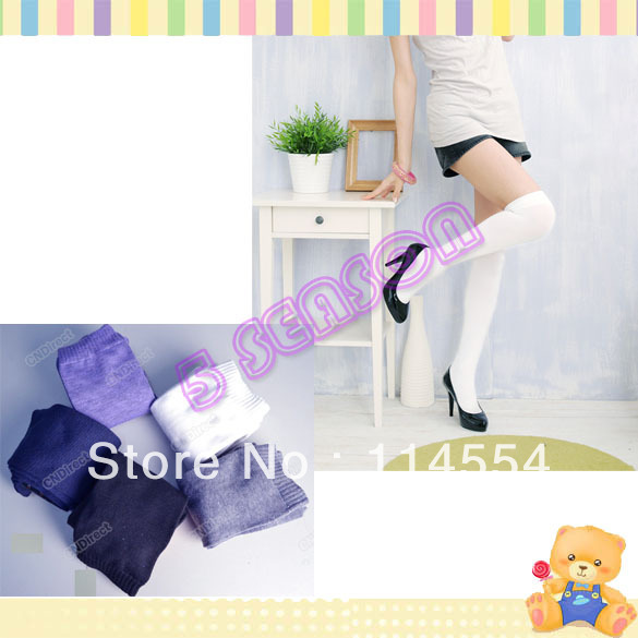 Free Shipping Over The Knee Socks Thigh High Cotton Stockings Thinner 3226