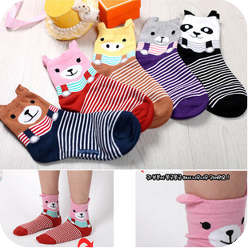 [Free Shipping] Ow39 socks cartoon cat tiger pig 100% cotton sock slippers 35g [Minimum order $5, mix or separate]
