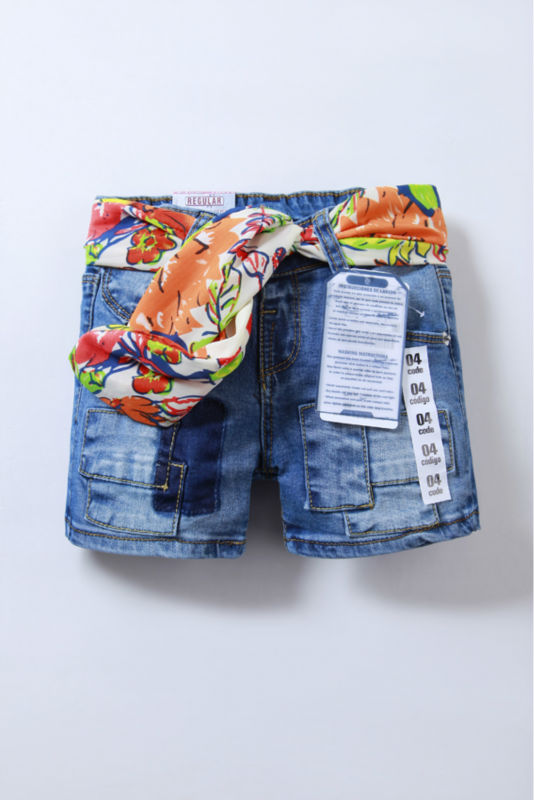 Free shipping ozara 6pcs/lot kids demin shorts with belt, Children jeans short pants for 2-10 years,AC*8908