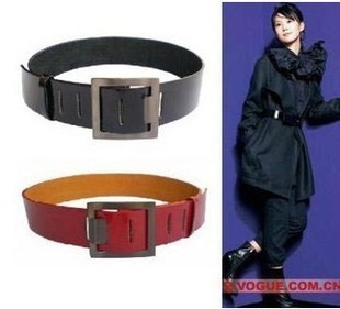 FREE SHIPPING P-0086 square toe women's genuine leather japanned leather cummerbund brief wide buckle quality belt strap