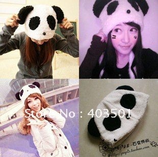 free shipping panda design winter cap hat lady's snow cap