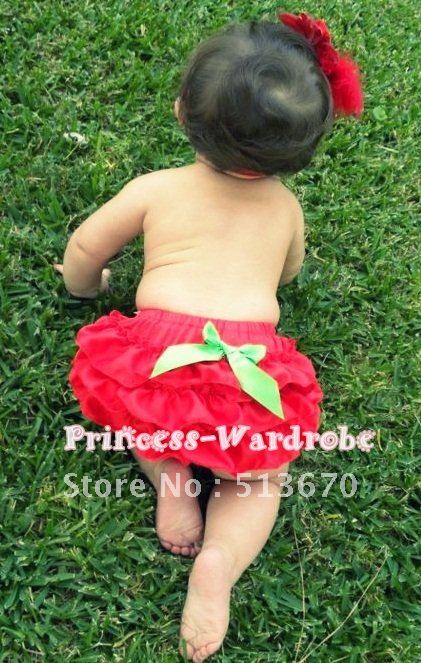 Free Shipping  Panties Bloomers - Red Panties with Green Ribbon MAB43