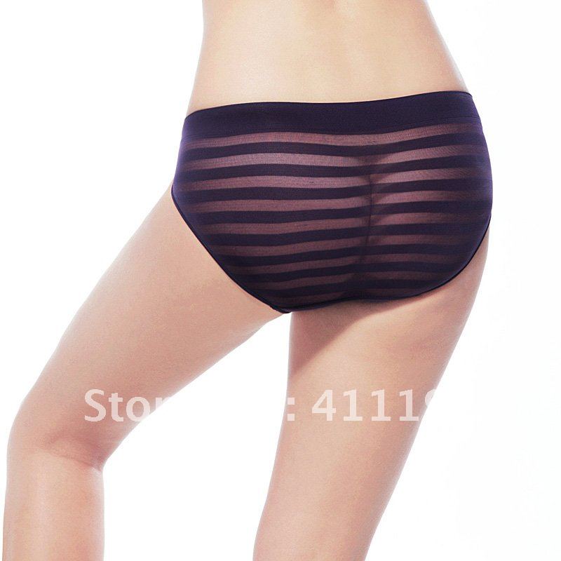 Free shipping Panties women's seamless nylon stripe translucent sexy female briefs butt-lifting underpanties strep
