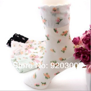 Free shipping !Pastoral style lace cotton socks, ladies socks, (zy001)