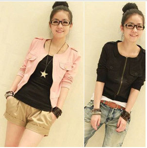 Free shipping Peach peach 2013 women's o-neck jacket outerwear casual cardigan short jacket 511