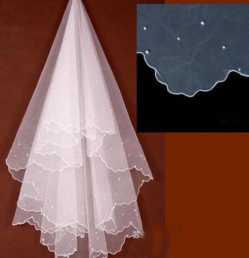 Free shipping  pearl wedding veil bridal veil bridal accessories/ ead veil tulle veil