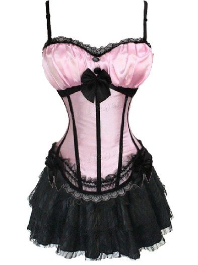 Free shipping!! Peasant Burlesque Corset Sexy Lingerie wholesale retail G-string + Mini Skirt