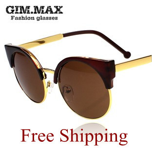 Free Shipping  personalized retro European and American star sunglasses, Ms. semi frame cat eye sunglasses tide B004