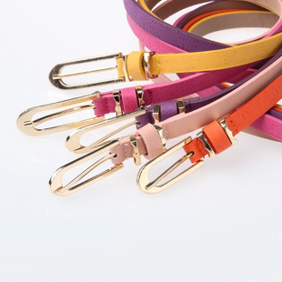 Free shipping Pigskin thin belt candy color genuine leather thin belt fashion women's decoration thin all-match belt