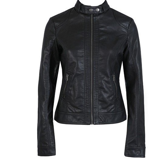 free shipping Pimkie washed PU leather motorcycle jacket Slim female short paragraph leather large size