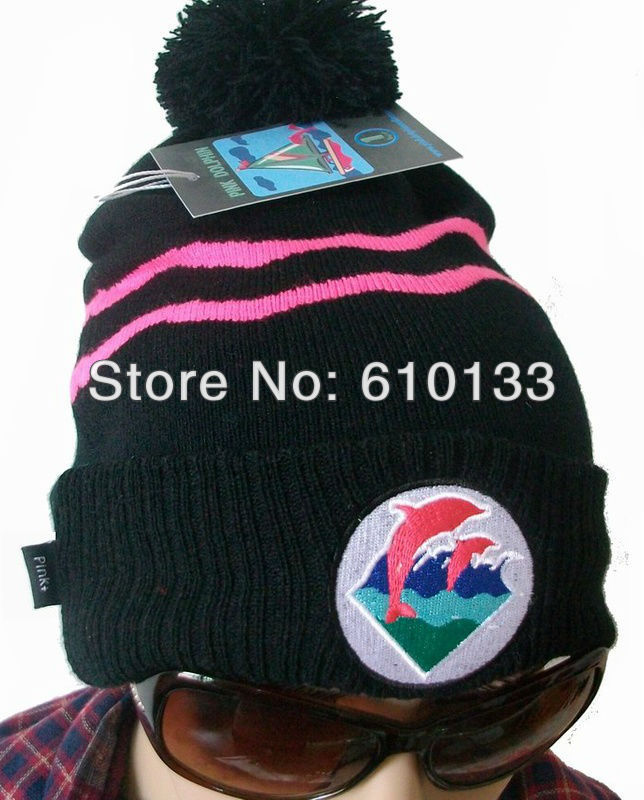 Free Shipping pink dolphin beanies,pink dolphin knitted hats,12pcs/lot.