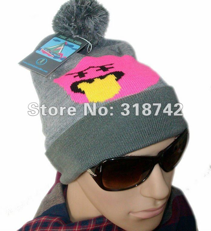 Free Shipping pink dolphin beanies,pink dolphin knitted hats,come with tag,polybag package.
