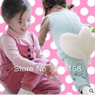free shipping,pink girls rompers baby suspender trousers lovely white love heart design velvet 5pcs/lot