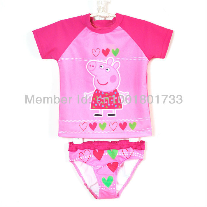 Free shipping pink pig swimwear /two pieces/girls swimsuit