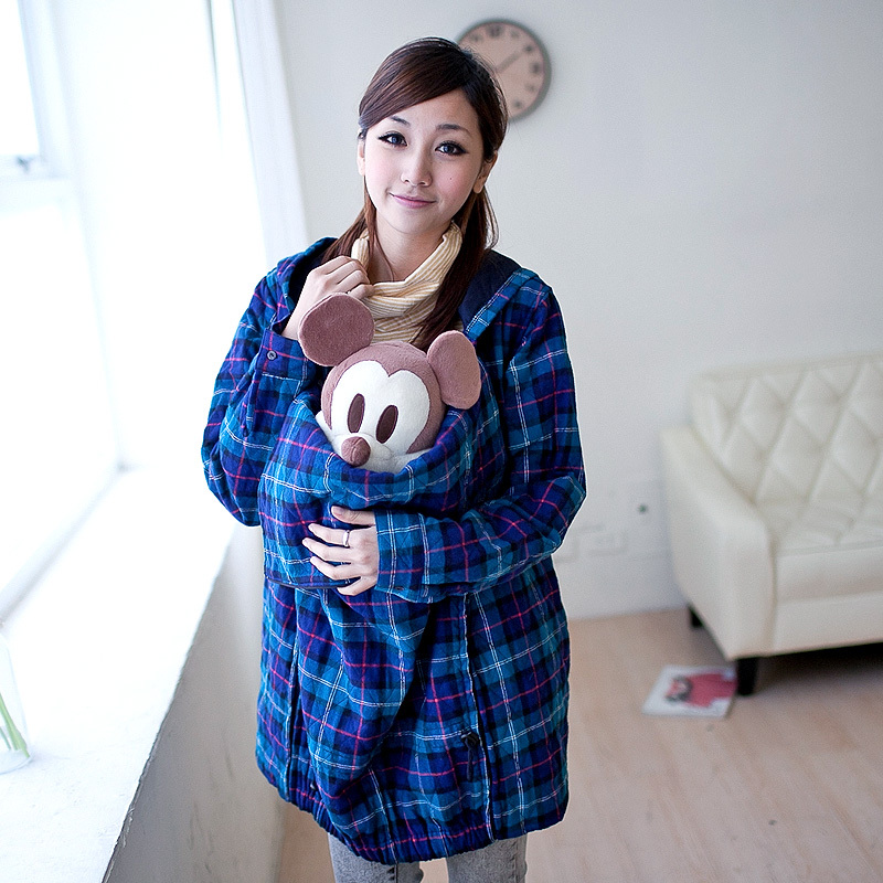 Free shipping Plaid 100% cotton fashion overcoat maternity overcoat maternity wadded jacket ba255 promotion!