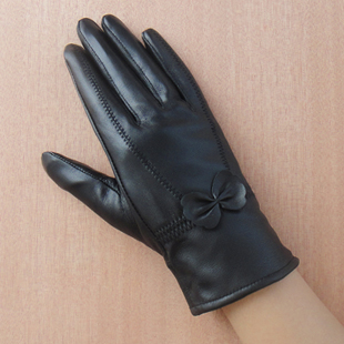 free shipping Plane black genuine leather gloves women's winter thin repair sheepskin gloves womens' leather gloves