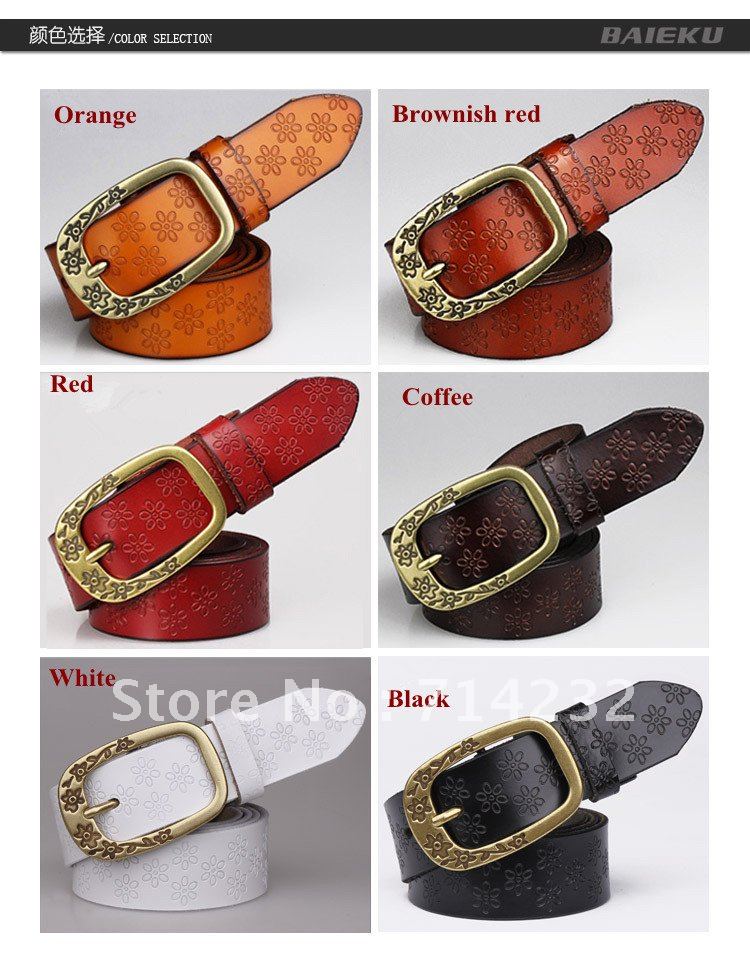Free shipping! Plum buckle genuine leather women's bels t female fashion women's genuine leather strasp fashional waistbands