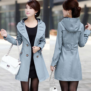 Free shipping Plus size 2012 spring and autumn casual outerwear slim trench thin long paragraph double breasted women's