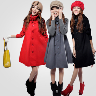 Free shipping Plus size clothing trench maternity clothing medium-long loose woolen overcoat mantle type woolen outerwear