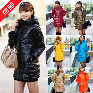 Free Shipping Plus size clothing women's glossy with a hood cotton-padded jacket outerwear down cotton wadded jacket slim